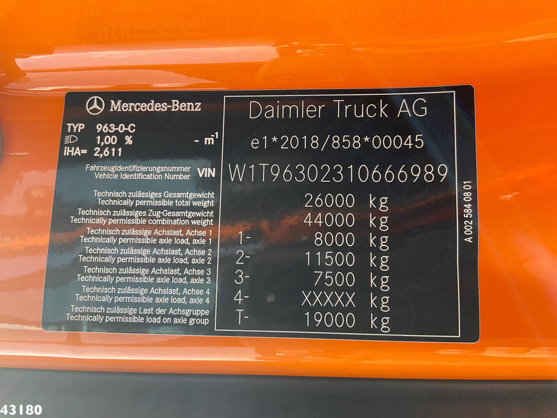 Крюковой мультилифт Mercedes-Benz Actros 2643 VDL 21 Ton haakarmsysteem: фото 20