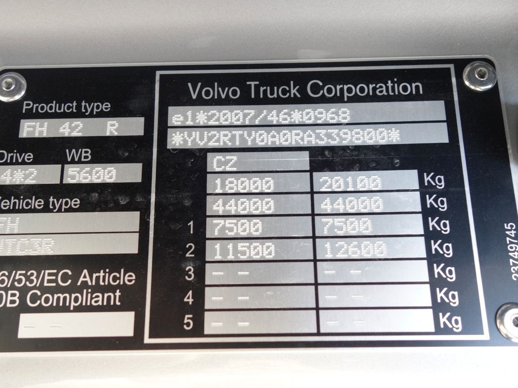 Тентованный грузовик Volvo FH 13 XL 460 Turbo Compound  Neue: фото 7