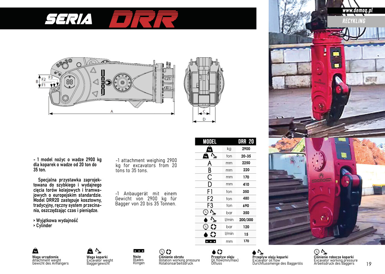 Новый Гидроножницы для Строительной техники DEMOQ DRR20 Rail Cutter 2900 kg: фото 2