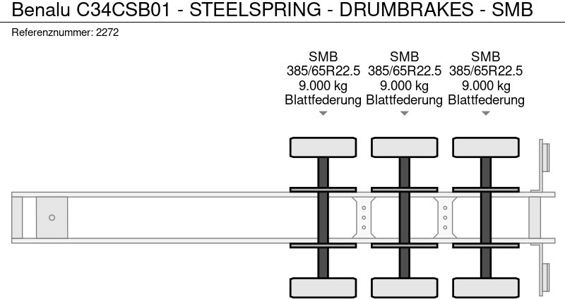 Самосвальный полуприцеп Benalu C34CSB01 - STEELSPRING - DRUMBRAKES - SMB: фото 14