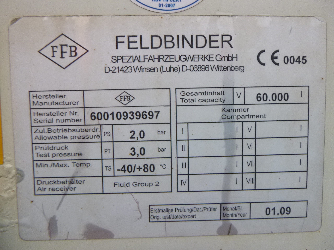 Полуприцеп-цистерна для транспортировки муки Feldbinder Powder tank alu 60 m3 (tipping): фото 24