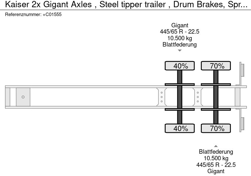 Самосвальный полуприцеп Kaiser 2x Gigant Axles , Steel tipper trailer , Drum Brakes, Spring Suspension: фото 13
