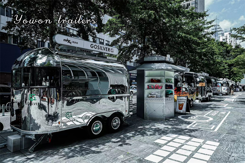 Новый Торговый прицеп для транспортировки пищевых продуктов YOWON shiny stainless steel food vending cart mobile stream line trailer: фото 2
