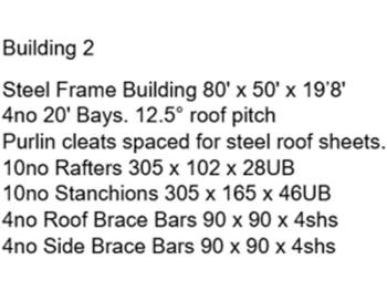Жилой контейнер 80' x 50' x 19.8' Steel Frame Building, 4no 12.5' Bays, Brace Bars: фото 1