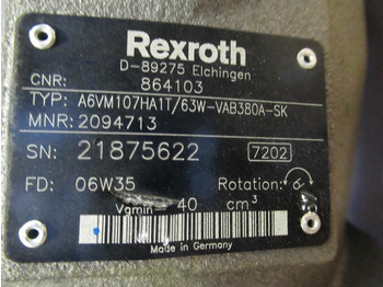 Гидравлический мотор для Строительной техники Rexroth A6VM107HA1T/63W-VAB380A-SK -: фото 5