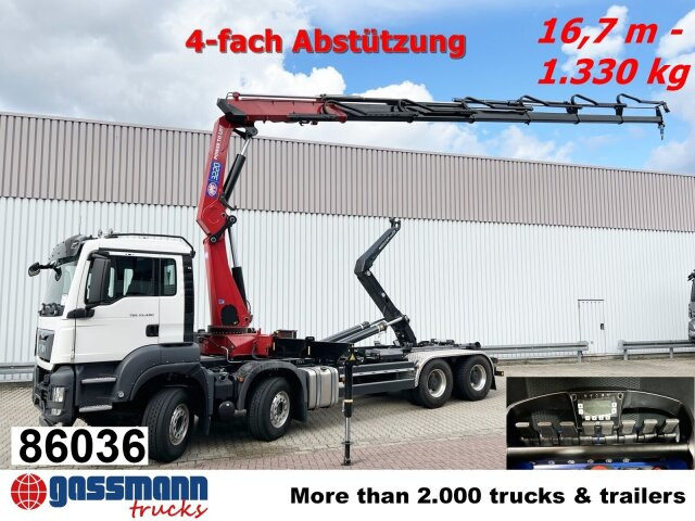 MAN TGS 35.480 8X4 BL, Intarder, Kran HMF 3220-K6, - Крюковой мультилифт, Автоманипулятор: фото 1 MAN TGS 35.480 8X4 BL, Intarder, Kran HMF 3220-K6, - Крюковой мультилифт, Автоманипулятор: фото 1