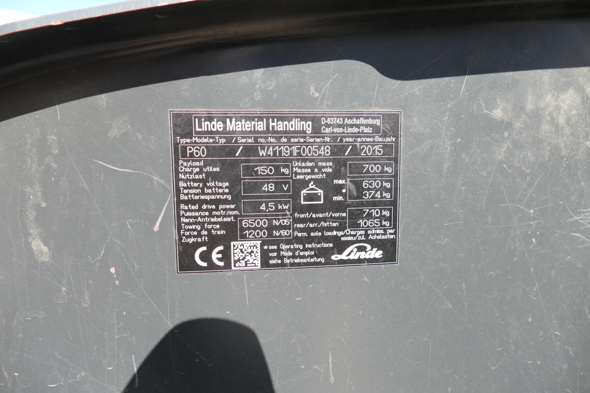 Складской тягач LINDE P 60 Z Schlepper Batterie 16/2019 3-Rad: фото 8