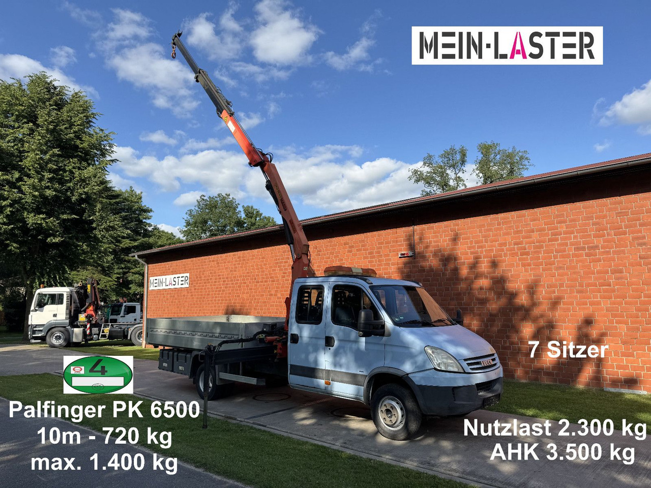 Малотоннажный бортовой грузовик, Грузопассажирский фургон Iveco 65C180 3.0d Palfinger PK 6500 7 Sitzer NL 2300kg: фото 1