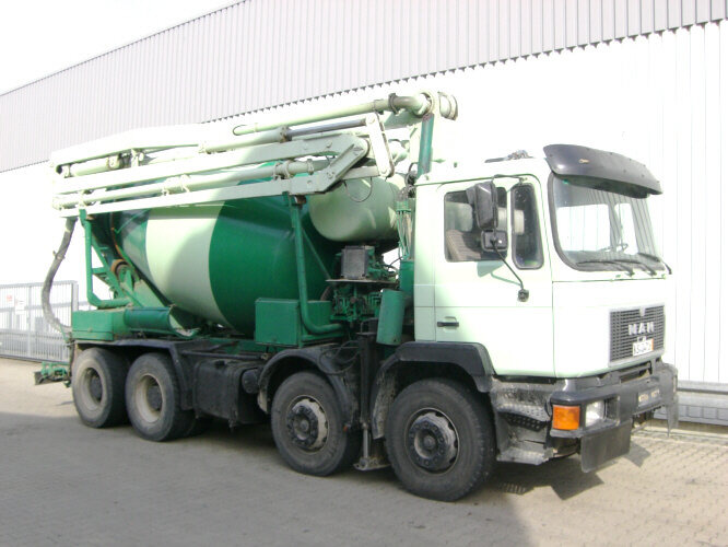 MAN 33.292 8x4 33.292 8x4 Mischer Stetter 7m³ mit Pumpe Schwing 21m, 6-Zylinder - Автобетоносмеситель: фото 1 MAN 33.292 8x4 33.292 8x4 Mischer Stetter 7m³ mit Pumpe Schwing 21m, 6-Zylinder - Автобетоносмеситель: фото 1