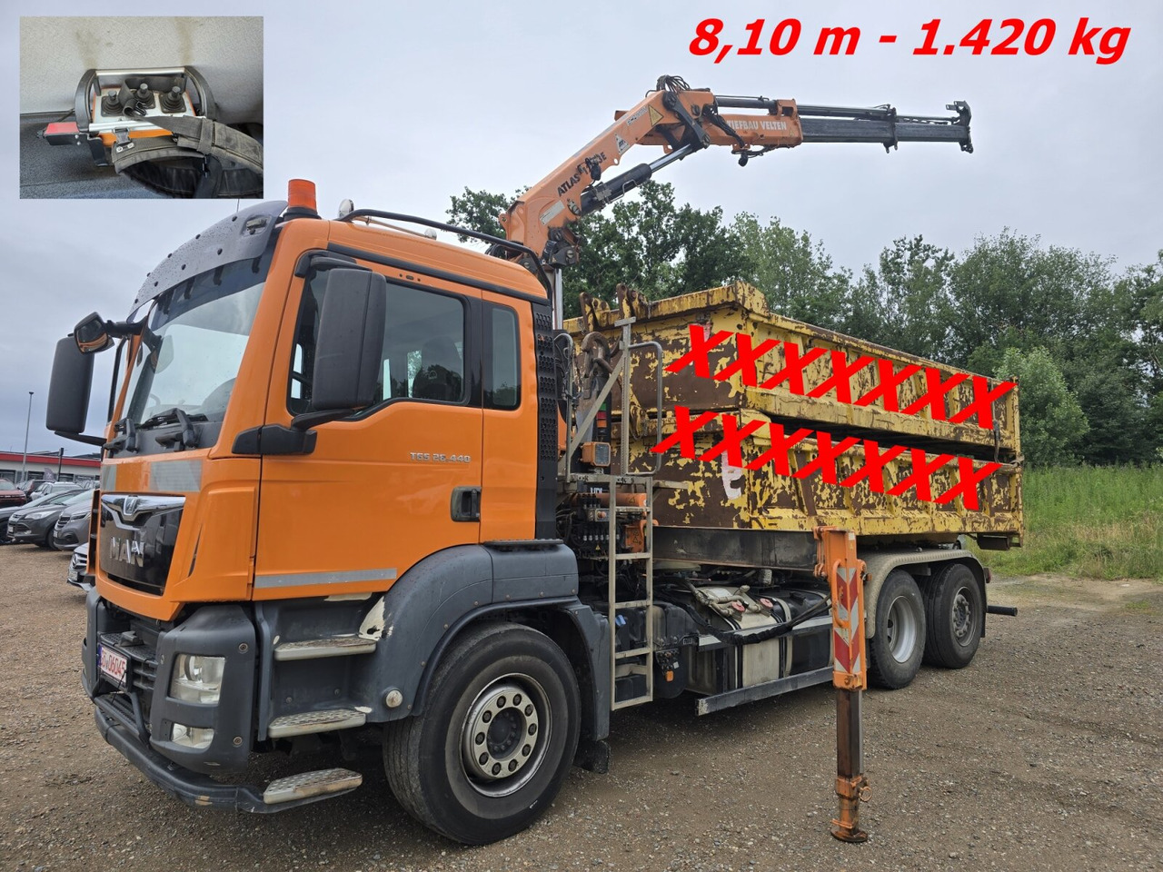 MAN TGS 28.440 6x2-4 BL TGS 28.440 6x2-4 BL, Atlas Kran VDL Abrollanlage, Funk, Lenk-Liftachse - Крюковой мультилифт, Автоманипулятор: фото 1 MAN TGS 28.440 6x2-4 BL TGS 28.440 6x2-4 BL, Atlas Kran VDL Abrollanlage, Funk, Lenk-Liftachse - Крюковой мультилифт, Автоманипулятор: фото 1
