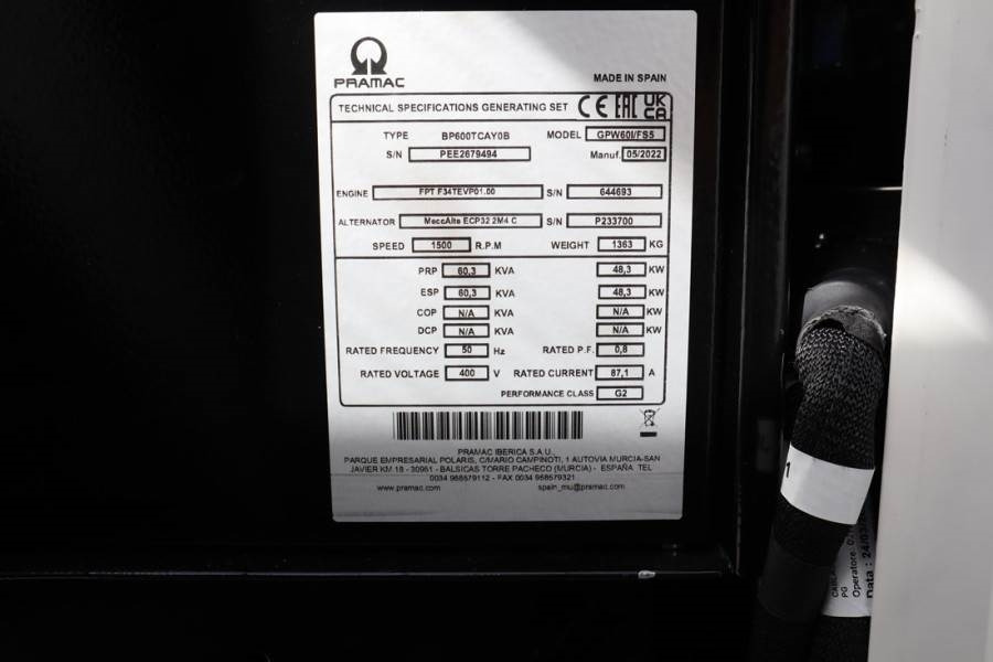 Pramac GPW60I/FS5 Valid inspection, *Guarantee! Diesel, 6 - Электрогенератор: фото 2 Pramac GPW60I/FS5 Valid inspection, *Guarantee! Diesel, 6 - Электрогенератор: фото 2