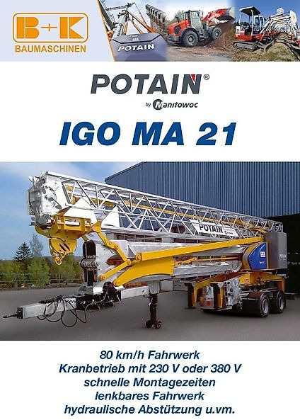 Potain IGO MA 21 - Быстромонтируемый башенный кран: фото 1 Potain IGO MA 21 - Быстромонтируемый башенный кран: фото 1