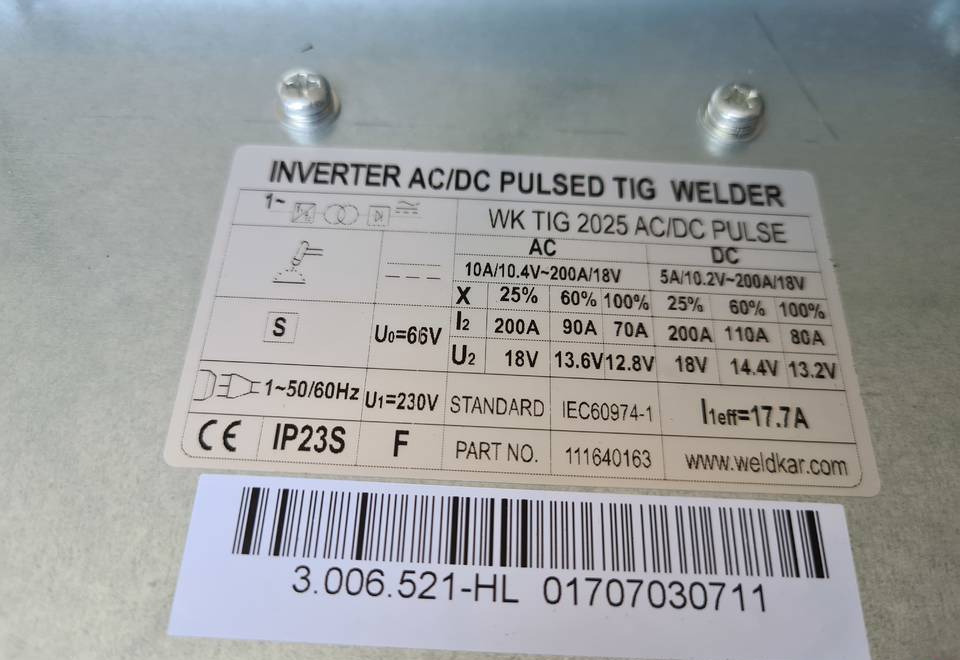 Spawarka Tig WELDKAR WK 2025 AC/DC Puls, 200A - Сварочное оборудование: фото 5 Spawarka Tig WELDKAR WK 2025 AC/DC Puls, 200A - Сварочное оборудование: фото 5