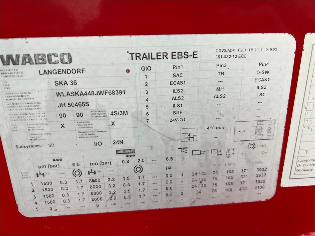 Самосвальный полуприцеп Langendorf SKA36 60m3 alu kasse med plastindlæg: фото 7 Самосвальный полуприцеп Langendorf SKA36 60m3 alu kasse med plastindlæg: фото 7