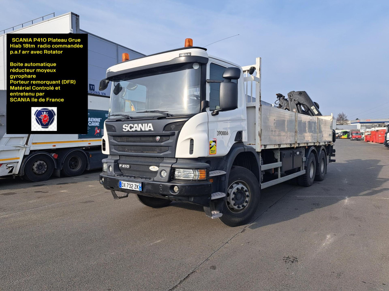 SCANIA SCANIA P410 6x4 Plateau Grue paf - Грузовик-шасси: фото 1 SCANIA SCANIA P410 6x4 Plateau Grue paf - Грузовик-шасси: фото 1