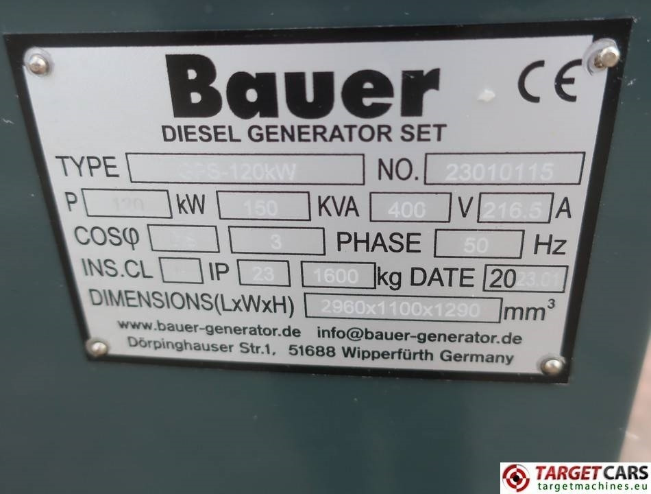 Новый Электрогенератор Bauer GFS-120KW ATS 150KVA Diesel Generator 400/230V NEW: фото 10