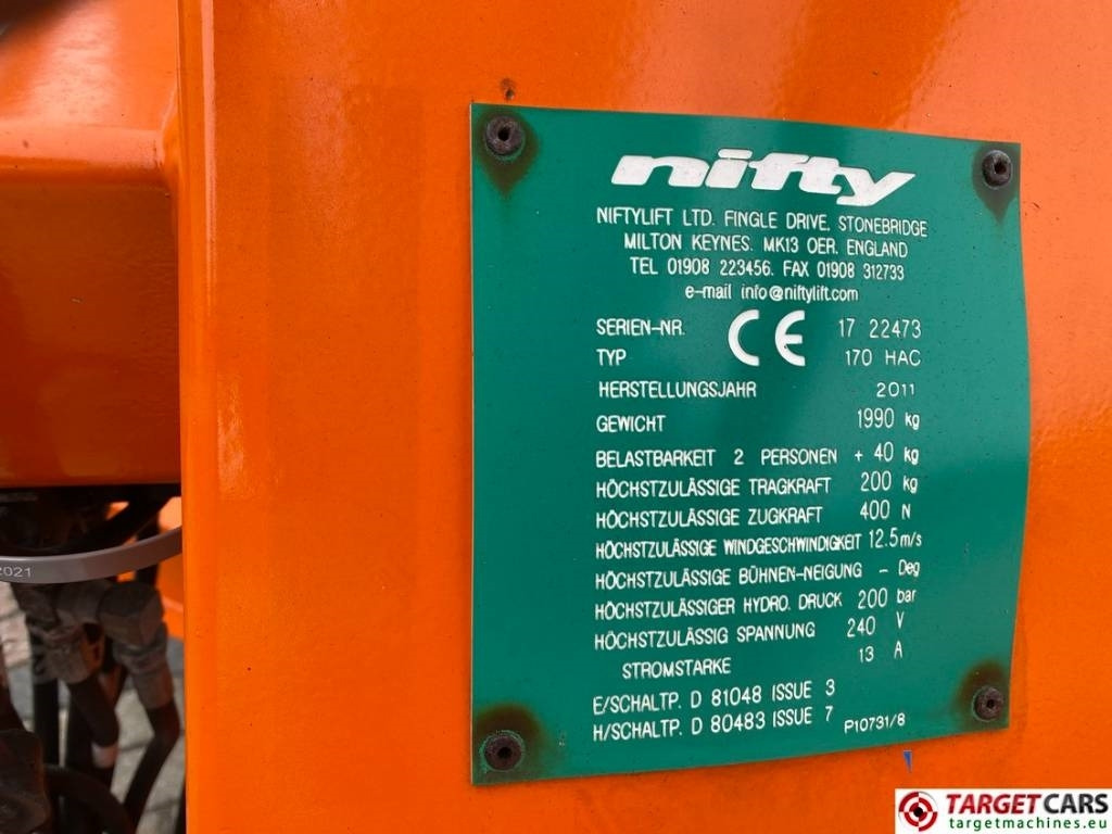 Прицепной подъемник Niftylift 170HAC Electric Towable Boom Work Lift 1710cm: фото 10