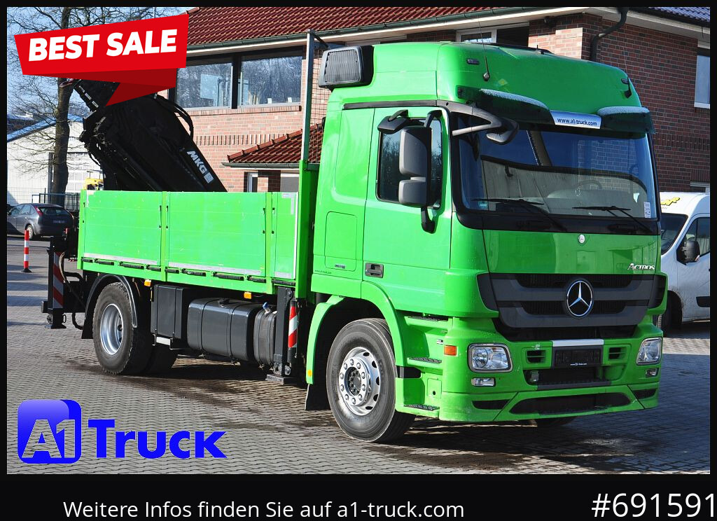 MERCEDES-BENZ Actros 1844 MP3, Kran MKG 291 HP 5+3 Funk, TÜV 06/2026 - Грузовик бортовой/ Платформа, Автоманипулятор: фото 1 MERCEDES-BENZ Actros 1844 MP3, Kran MKG 291 HP 5+3 Funk, TÜV 06/2026 - Грузовик бортовой/ Платформа, Автоманипулятор: фото 1