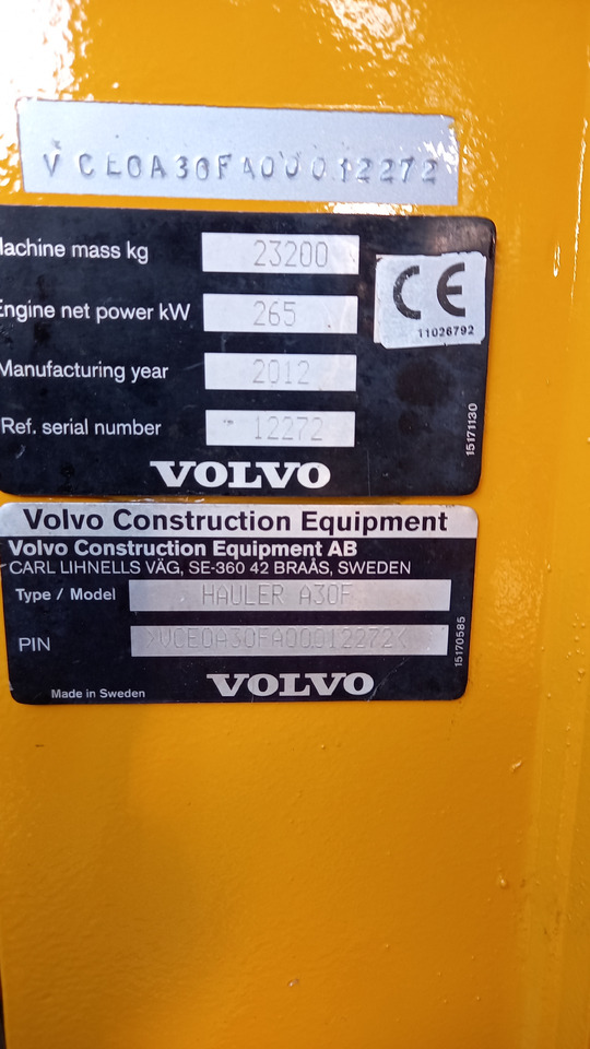 Сочленённый самосвал VOLVO A30F: фото 11