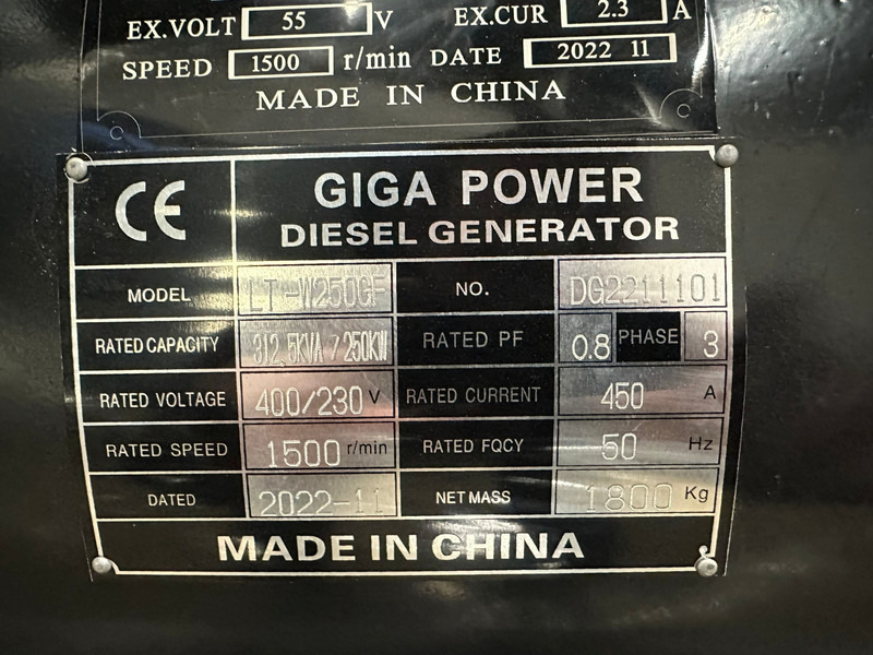 Электрогенератор Giga power LT-W250GF 312.5 kVA Open generator: фото 11