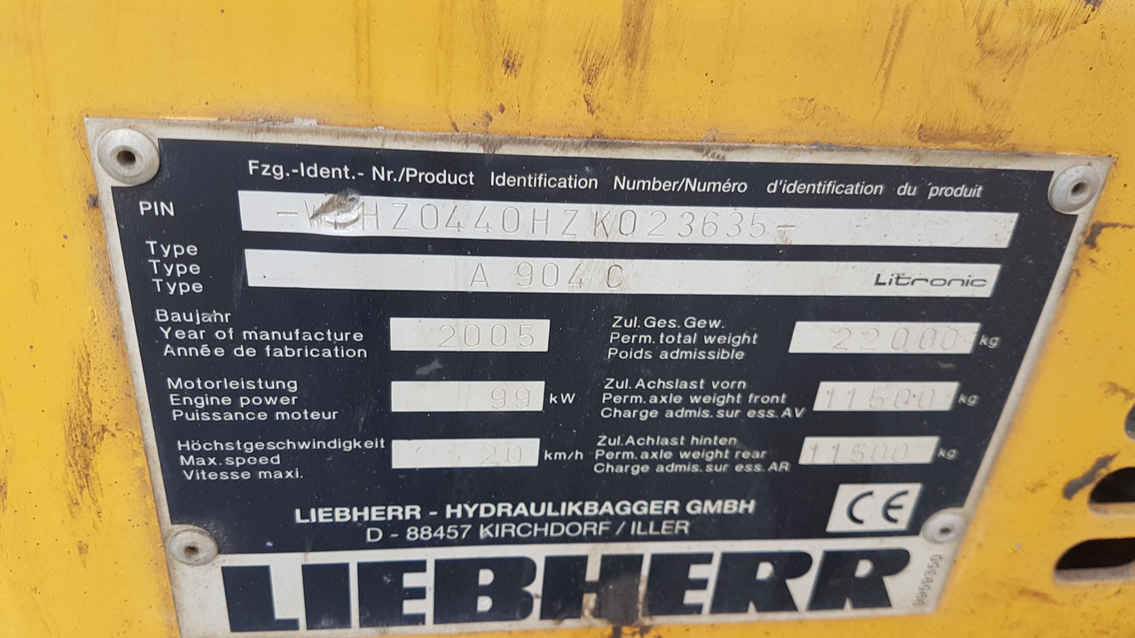 LIEBHERR A904C S/N: WLHZ044ZHZK023635 (2005) - Строительная техника: фото 2 LIEBHERR A904C S/N: WLHZ044ZHZK023635 (2005) - Строительная техника: фото 2