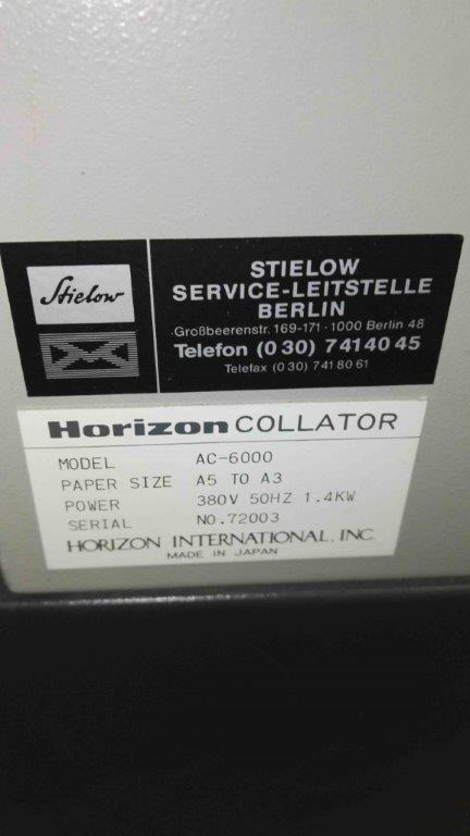 HORIZON Single Sheet Vacuum Feeder Gathering Machine AC-6000 S CF-20 with Cover Feeder - Печатное оборудование: фото 4 HORIZON Single Sheet Vacuum Feeder Gathering Machine AC-6000 S CF-20 with Cover Feeder - Печатное оборудование: фото 4