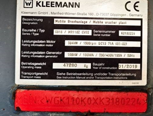 Kleemann MR 110Z Evo 2 - Мобильная дробилка: фото 2 Kleemann MR 110Z Evo 2 - Мобильная дробилка: фото 2
