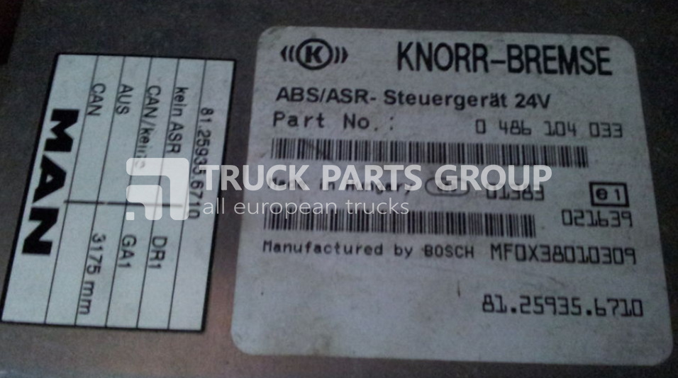 MAN L2000, ASR - CI12 EBS, ABS control unit, 81259356710, 0486104033 control unit - Блок управления для Грузовиков: фото 1 MAN L2000, ASR - CI12 EBS, ABS control unit, 81259356710, 0486104033 control unit - Блок управления для Грузовиков: фото 1