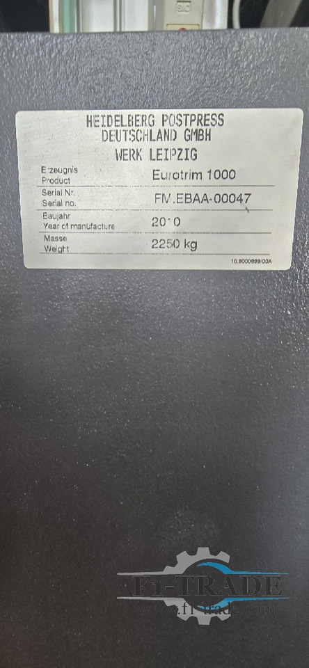 Бумагорезательная машина Heidelberg Eurotrimm ET1000: фото 6