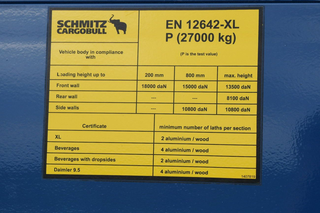 Тентованный полуприцеп Schmitz Cargobull SCS 24 /12642 XL / RUNGENTASCHEN / 2 x LIFT/ROOF: фото 8 Тентованный полуприцеп Schmitz Cargobull SCS 24 /12642 XL / RUNGENTASCHEN / 2 x LIFT/ROOF: фото 8