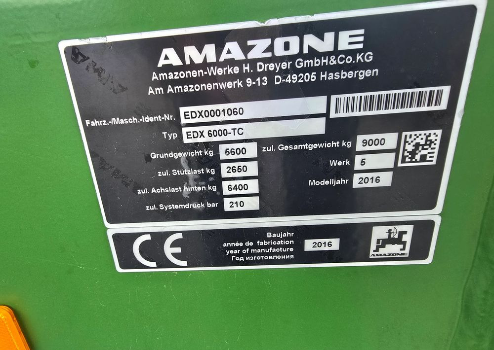 Amazone EDX 6000 TC - Сеялка: фото 4 Amazone EDX 6000 TC - Сеялка: фото 4
