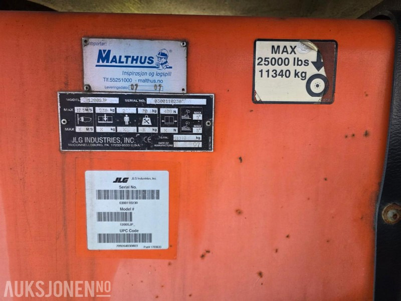 JLG 1200 SJP 6.500 arbeidstimer 45 meter arbeidshøyde! 1 Eiers bomlift, 2007 modell - Подъёмник: фото 4 JLG 1200 SJP 6.500 arbeidstimer 45 meter arbeidshøyde! 1 Eiers bomlift, 2007 modell - Подъёмник: фото 4
