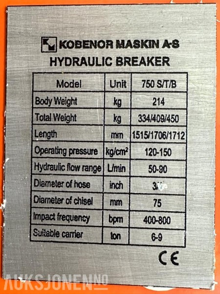 NY KM 750 Pigghammer s40/s50 CE merket FABRIKKGARANTI - Гидромолот для Строительной техники: фото 3 NY KM 750 Pigghammer s40/s50 CE merket FABRIKKGARANTI - Гидромолот для Строительной техники: фото 3