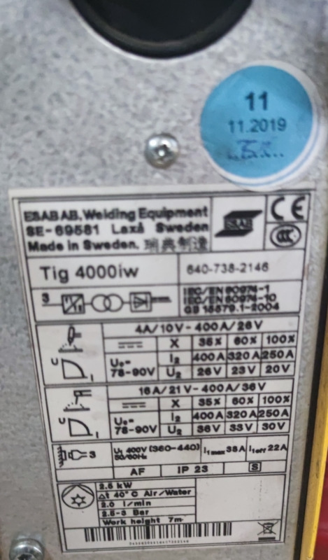 ESAB AB Tig 4000 iw - Сварочное оборудование: фото 4 ESAB AB Tig 4000 iw - Сварочное оборудование: фото 4