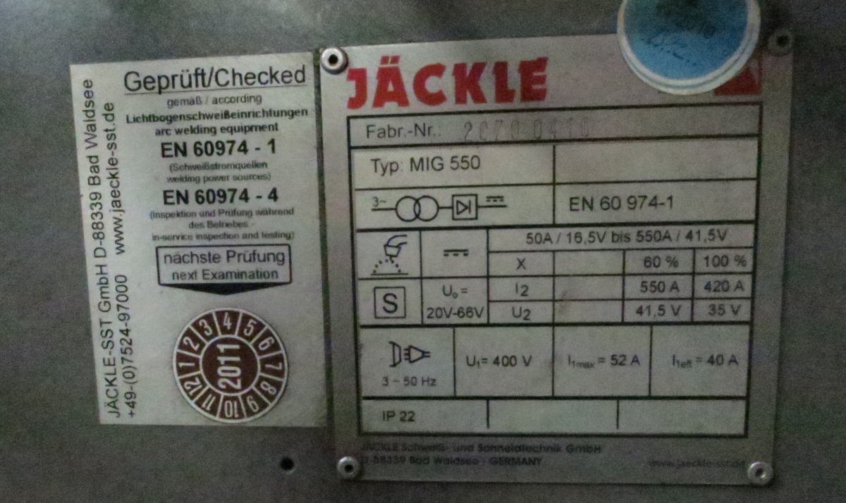 Jaeckle MIG 550 - Сварочное оборудование: фото 3 Jaeckle MIG 550 - Сварочное оборудование: фото 3