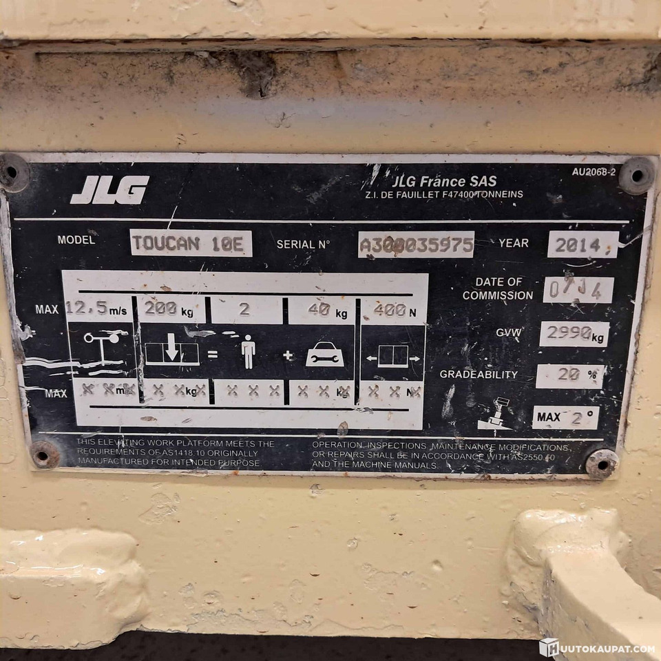 Вертикальный мачтовый подъемник JLG Toucan 10E battery-powered mast lift, 2014, Hollola: фото 15 Вертикальный мачтовый подъемник JLG Toucan 10E battery-powered mast lift, 2014, Hollola: фото 15