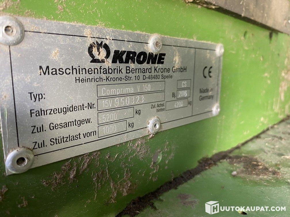 Krone Comprima V 150 round baler, 2016, Salo - Пресс-подборщик рулонный: фото 4 Krone Comprima V 150 round baler, 2016, Salo - Пресс-подборщик рулонный: фото 4