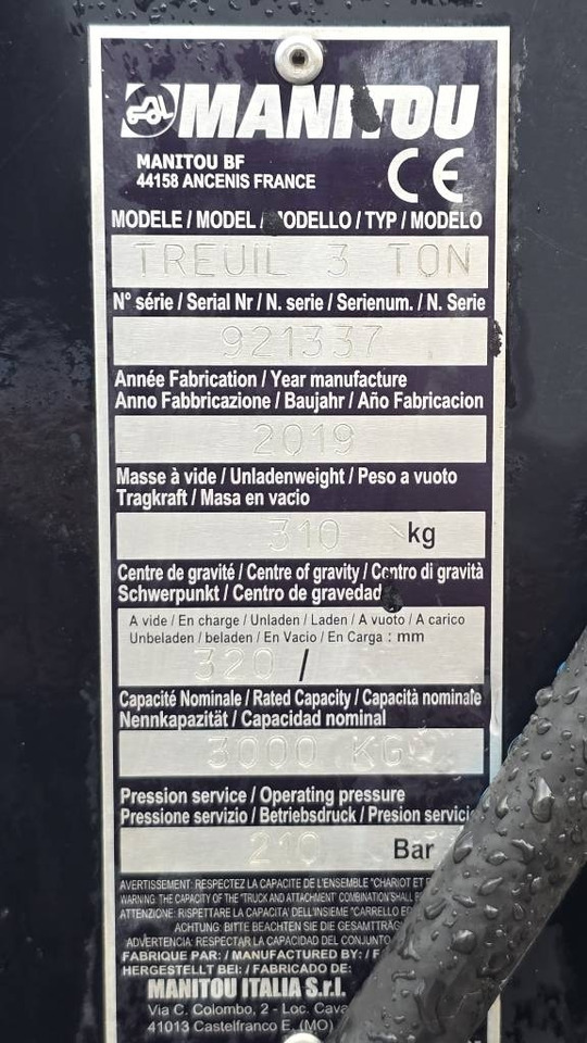 Manitou WINCH 3T 921337 - Складская техника: фото 4 Manitou WINCH 3T 921337 - Складская техника: фото 4
