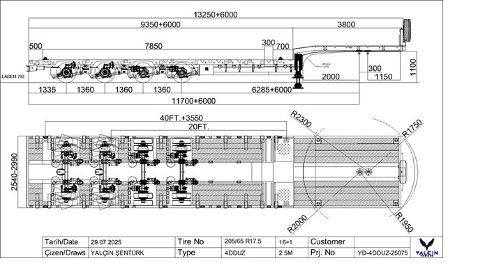 YALCIN PTE ENGIN 4 ESSIEUX EXTENSIBLE version 760mm de HAUT - Низкорамный полуприцеп: фото 2 YALCIN PTE ENGIN 4 ESSIEUX EXTENSIBLE version 760mm de HAUT - Низкорамный полуприцеп: фото 2