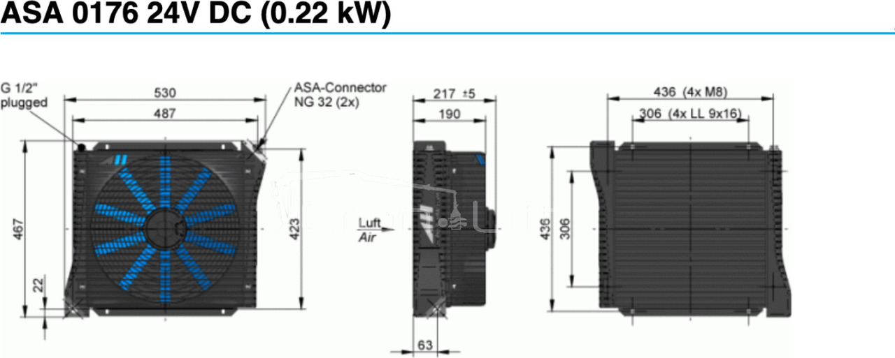 Chłodnica oleju hydraulicznego ASA 0176 / 24V / 250L ASA0176AD02 - Масляный радиатор для Кранов-манипуляторов: фото 2 Chłodnica oleju hydraulicznego ASA 0176 / 24V / 250L ASA0176AD02 - Масляный радиатор для Кранов-манипуляторов: фото 2