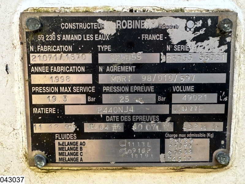 Полуприцеп-цистерна ROBINE Gas 49.021 Liter, LPG GPL Butane gas, 1 Comp: фото 9 Полуприцеп-цистерна ROBINE Gas 49.021 Liter, LPG GPL Butane gas, 1 Comp: фото 9