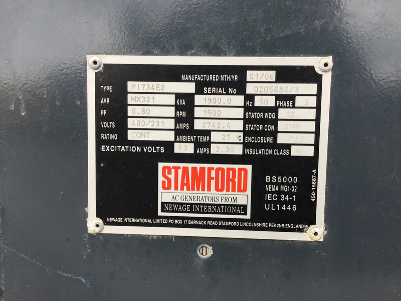 Stamford PI734E2 LOOSE GENERATOR 1900KVA NEW - Электрогенератор: фото 4 Stamford PI734E2 LOOSE GENERATOR 1900KVA NEW - Электрогенератор: фото 4