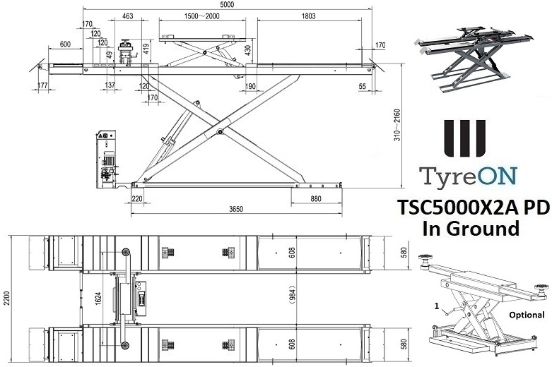TSC5000X2A PD Alignment scissor lift - In floor - Free wheel lifting system - 5.6 m lightened runways - 5T - Play detector - Оборудование для гаражей/ Мастерских: фото 5 TSC5000X2A PD Alignment scissor lift - In floor - Free wheel lifting system - 5.6 m lightened runways - 5T - Play detector - Оборудование для гаражей/ Мастерских: фото 5