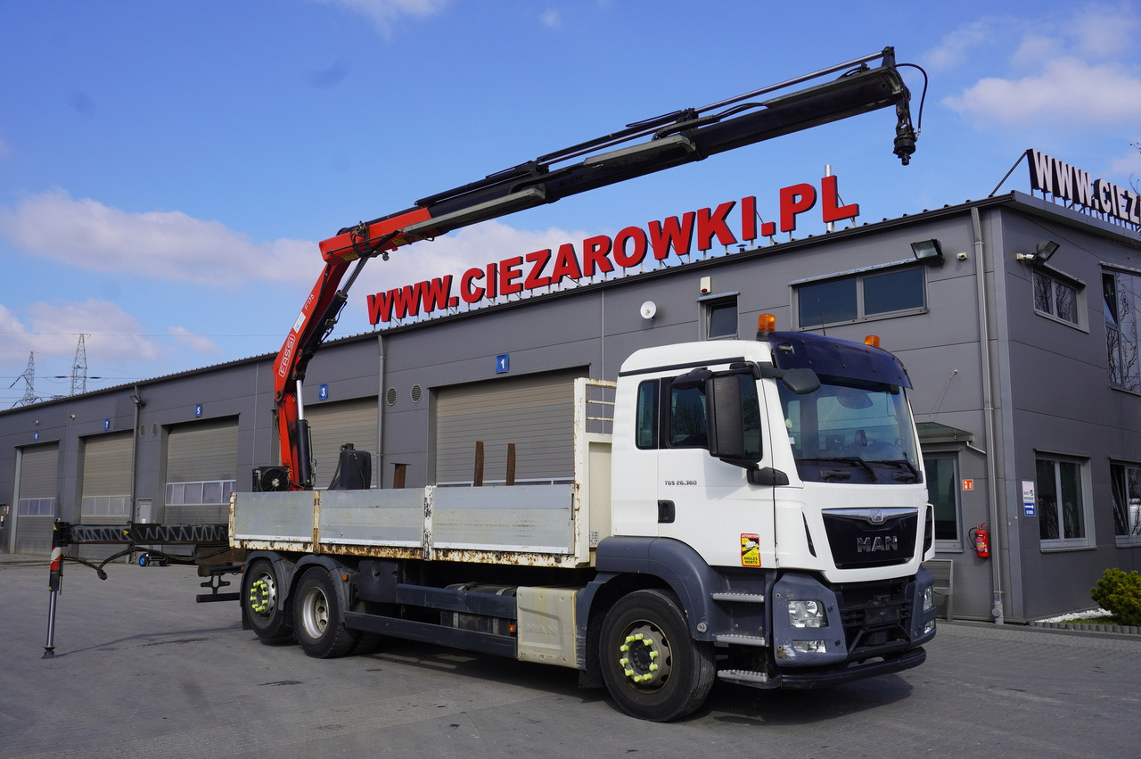 MAN TGS 26.360 Flatbed / Fassi F175 7.7 T / steered 3rd axle - Грузовик бортовой/ Платформа, Автоманипулятор: фото 1 MAN TGS 26.360 Flatbed / Fassi F175 7.7 T / steered 3rd axle - Грузовик бортовой/ Платформа, Автоманипулятор: фото 1