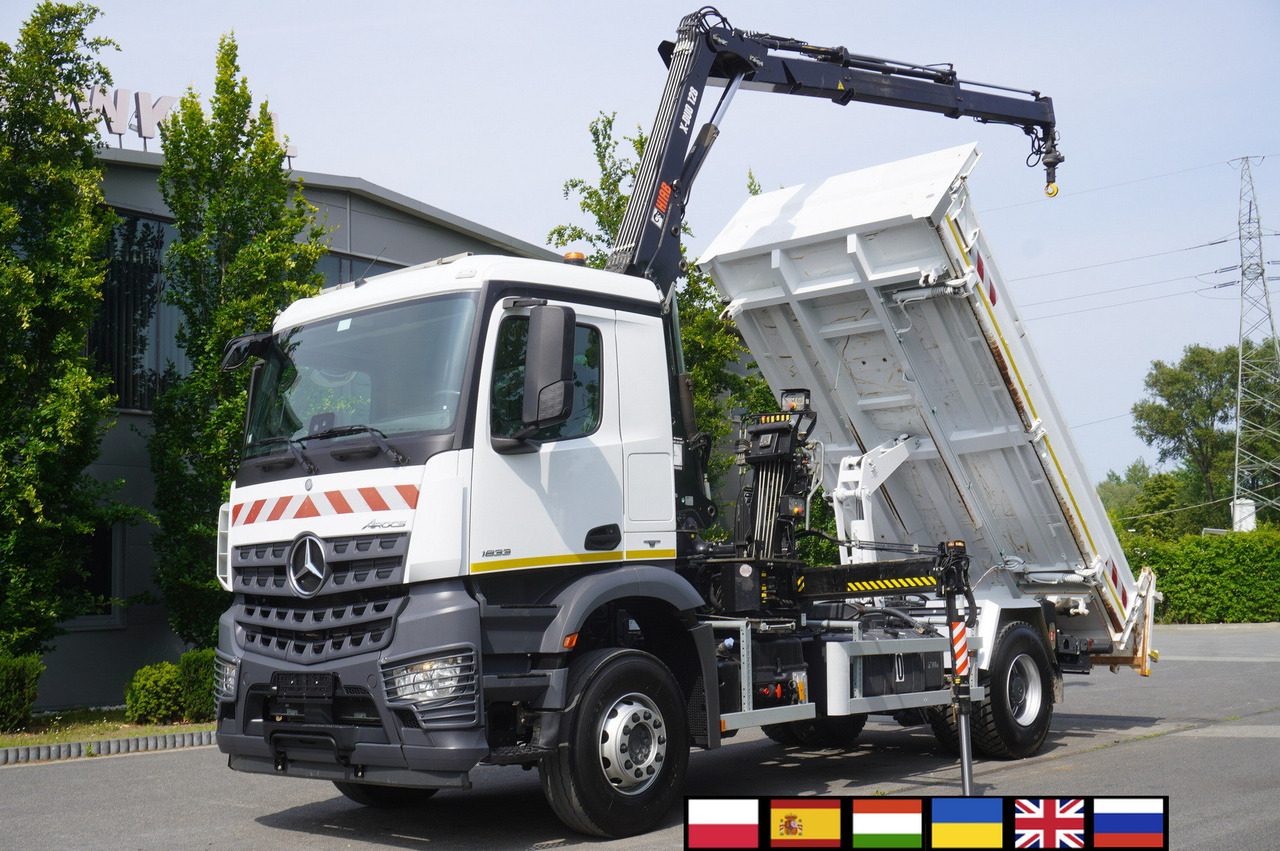 MERCEDES-BENZ Arocs 1833 / 87,000 km!!! / Hds HIAB X-DUO 128 B-2 / three-sided tipper - Самосвал, Автоманипулятор: фото 1 MERCEDES-BENZ Arocs 1833 / 87,000 km!!! / Hds HIAB X-DUO 128 B-2 / three-sided tipper - Самосвал, Автоманипулятор: фото 1