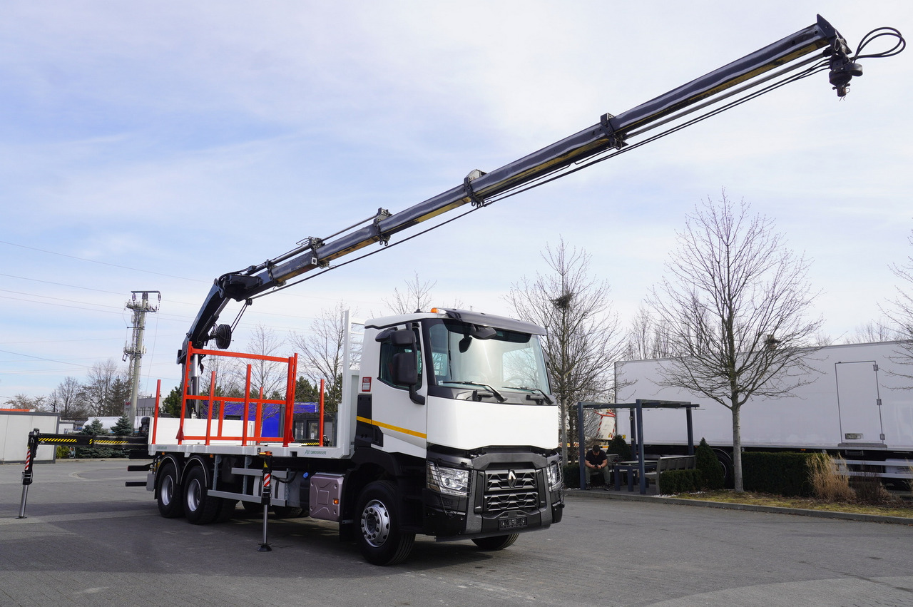 Лесовоз, Автоманипулятор для транспортировки леса RENAULT C430 / HIAB 244 EP-5 HIDUO crane 8400 kg 15 m / Platform with stanchions: фото 15