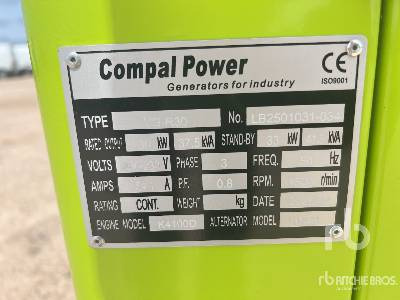 COMPAL VG-R30 37.5 kVA Skid-Mounted (Unused) - Электрогенератор: фото 5 COMPAL VG-R30 37.5 kVA Skid-Mounted (Unused) - Электрогенератор: фото 5