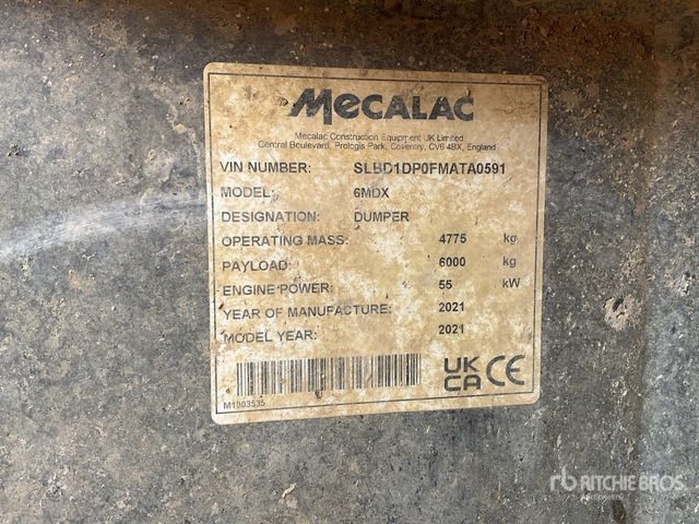 2021 Mecalac 6MDX Cabbed 6 Ton Dumper - Внедорожный самосвал: фото 2 2021 Mecalac 6MDX Cabbed 6 Ton Dumper - Внедорожный самосвал: фото 2