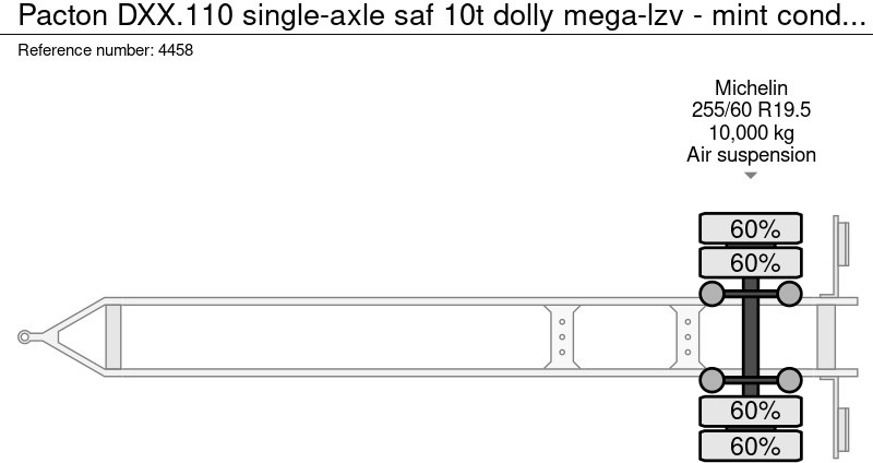 Прицеп подкатная тележка Pacton DXX.110 1-As SAF 10T - Dolly - Mega- LZV - Nieuwstaat - 50mm: фото 16 Прицеп подкатная тележка Pacton DXX.110 1-As SAF 10T - Dolly - Mega- LZV - Nieuwstaat - 50mm: фото 16