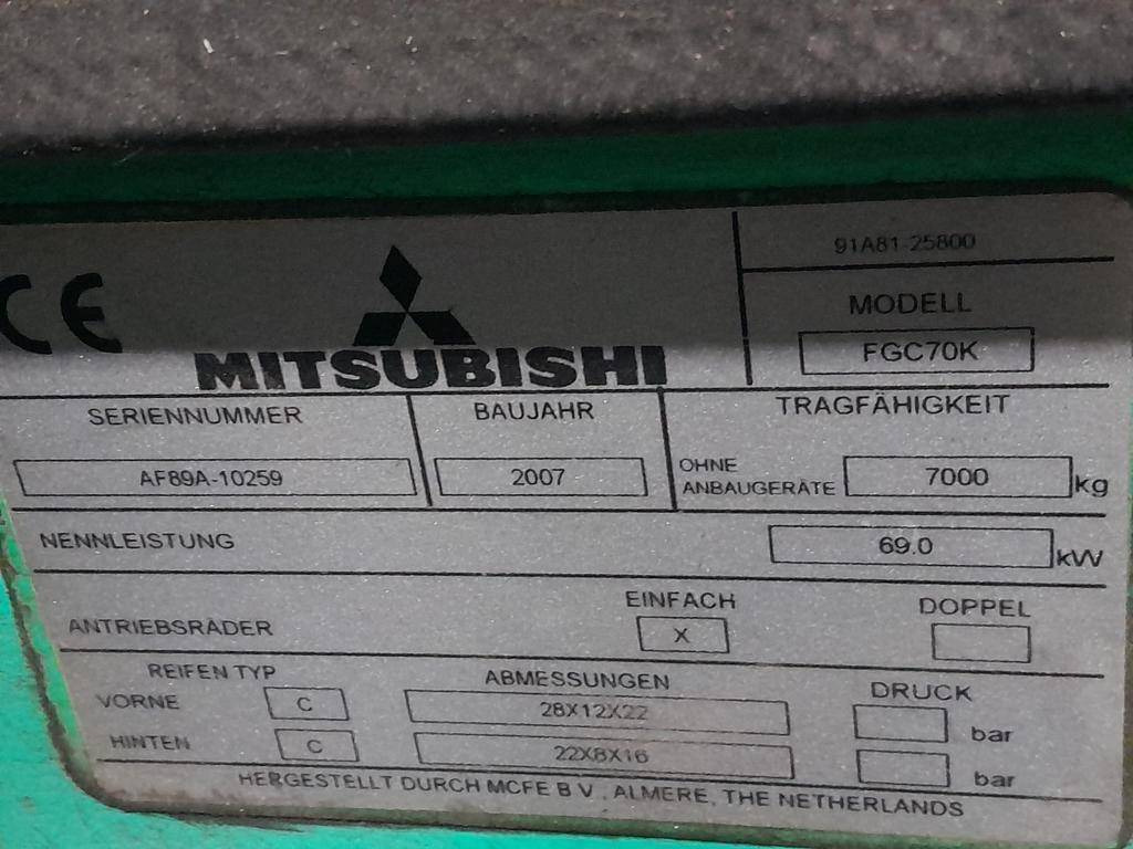 Газовый погрузчик Mitsubishi FGC70K: фото 8 Газовый погрузчик Mitsubishi FGC70K: фото 8